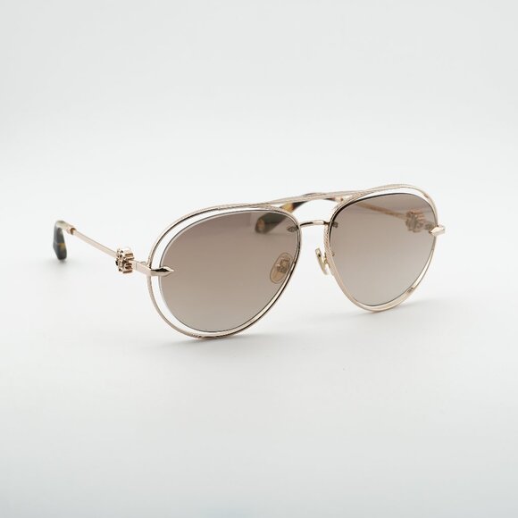Roberto Cavalli SRC032M 300G Sunglasses Gold Aviator Frame Brown Lenses